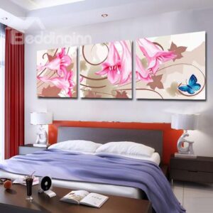 New Arrival Blue Butterfly on Fancy Flowers Canvas Wall Prints