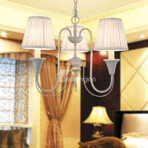 Iron Mareria Fabric Shade 3 Lights Chandelier