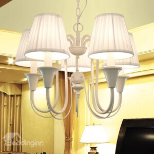 Iron Marerial Fabric Shade 5 Lights Chandelier