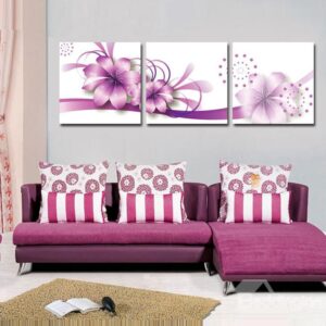 New Arrival Delicate and Fancy Purple Flowers Blossom Canvas Wall Prints