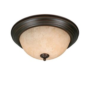 Bronze Iron Marerial Glass Shade Round Flush Mount