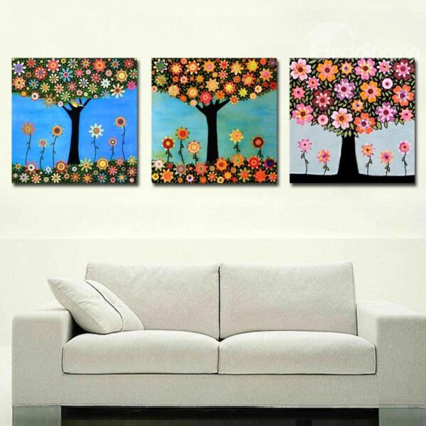 New Arrival Fragrant and Fancy Trees With Colorful Flowers Canvas Wall Prints