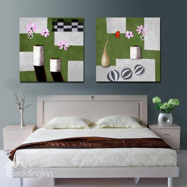 New Arrival Pink and Red Flowers in Bottle Canvas Wall Prints