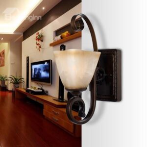 Glamorous Bronze Iron Material Glass Shade Wall Light