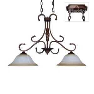 Charming Bronze Iron Material Glass Shade 2 Lights Pentant