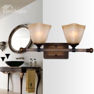 European Style Retro Bronze Iron Material Glass Shade Wall Light