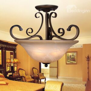 Charming Iron Material Glass Shade 1 Light Flush Mount