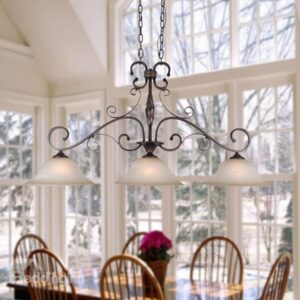 Alluring Bronze Iron Glass Shade 3 Lights Pentant