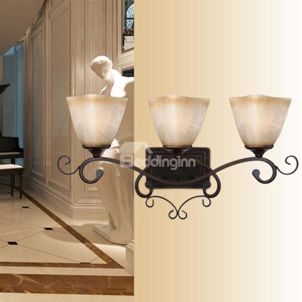 Alluring Bronze Iron Material Glass Shade Wall Light