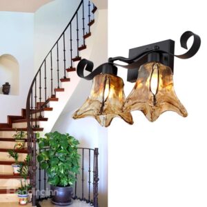 Simple Style Alluring Matt-black Iron Glass Shade Wall Light