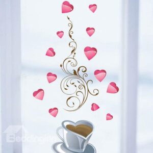 New Arrival Coffee Story and Pink Heart Wall Stickers