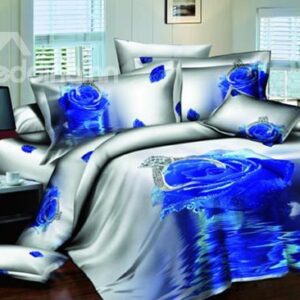 Blue Rose and Diamond Ring Print 3D Duvet Cover Sets