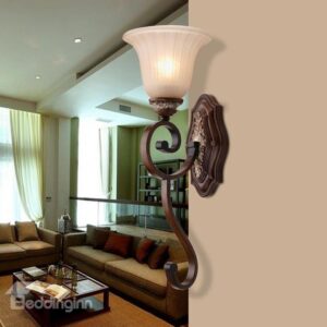Alluring Antique Resin Iron Glass Shade Wall Light