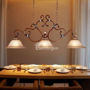 Antique Unique Style Resin Iron Glass Shade 3 Lights Pendant
