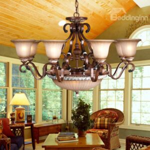 Splendid Antique Resin Iron Glass Shade Chandelier