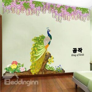 New Arrival Peacock and Delicate Flowers Wall Stickers