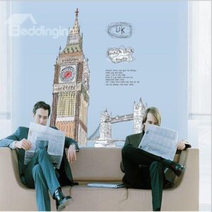 New Arrival Big Ben and Letter Print Wall Stickers