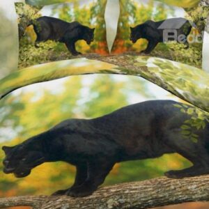 Black Leopard on the Trunk Print Polyester 3D Bedding Sets
