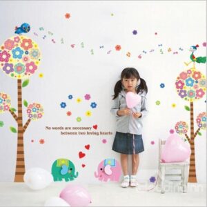 New Arrival Cartoon Birds and Colorful Trees Wall Stickers