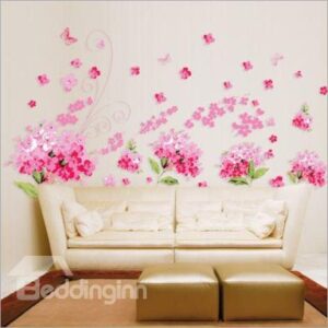 New Arrival Fancy Pink Flower bunches Wall Stickers