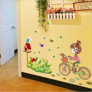New Arrival Cute Girl on Bike Wall Stickers