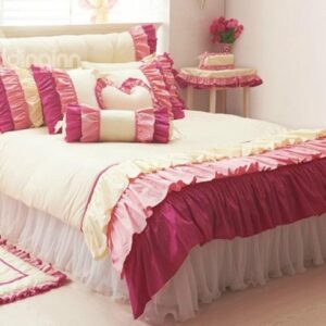 Three Layers Lace Trim Cotton Princess Duvet Cover Sets