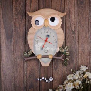 Amazing Creative Swinging Resin Owl Wall Clock