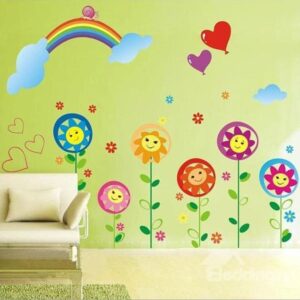 New Arrival Cute Sunflowers and Rainbow Wall Stickers