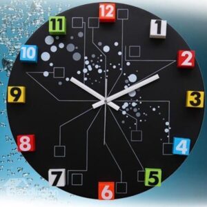 Allluring Fashionable Metal Colorful Numbers Wall Clock