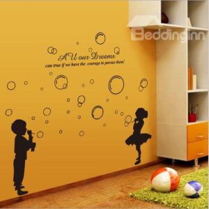 New Arrival Boy and Girl Blowing Bubbles Wall Stickers