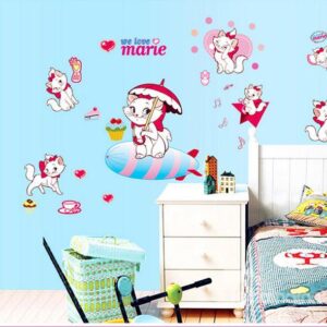 New Arrival Cute Cat and Colorful Umbrella Wall Stickers
