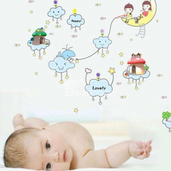 New Arrival Cartoon Moon and Star Wall Stickers