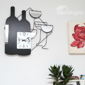 Charming Creative Red Wine Design Wall Clock