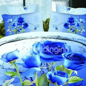 100% Cotton Pastoral Style Plant Flowers Active Printed 4 Piece Bedding Sets