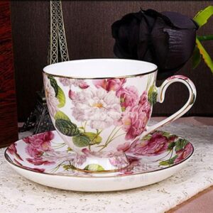 European Style Beautiful Roses Bone China 2 Cups and 2 Saucers Sets