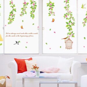 New Arrival Amazing Flowers and Green Leaves Wall Stickers