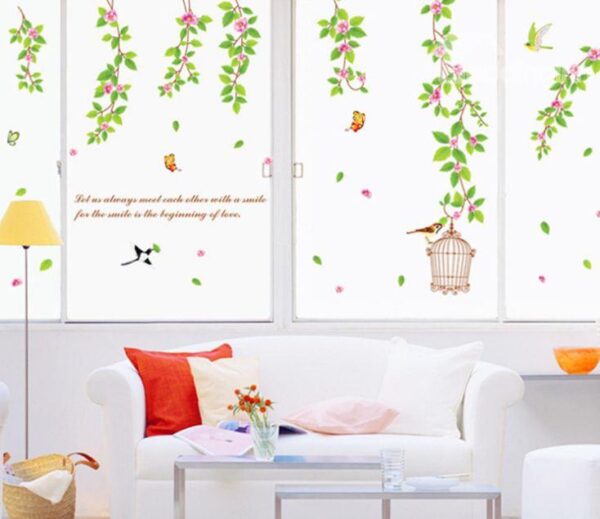 New Arrival Amazing Flowers and Green Leaves Wall Stickers