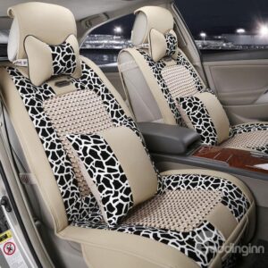 New Arrival High Quality Luxury Beige Leopard Print Seat Covers