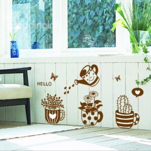 New Arrival Cute Cartoon Flowerpot Wall Stickers