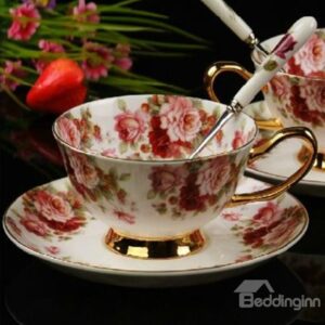 Charming European Style Afternoon Tea Floral Bone China Coffee Mug