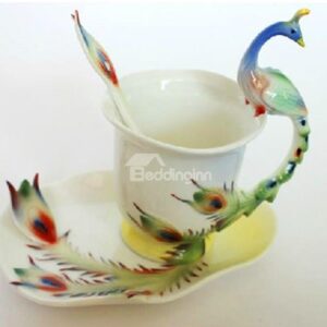 European Style Amazing Peacock Bone China Coffee Mug