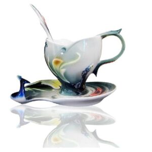 Charming Classic Peacock Enamel Porcelain Coffee Mug