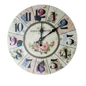European Style Beautiful Floral Wood Wall Clock