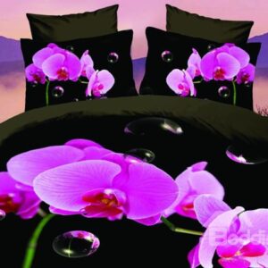 High Quality Beautiful Red Blossoms 4 Pieces Polyester 3D Bedding Sets