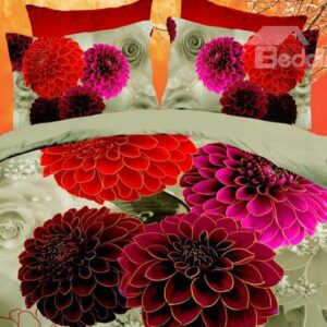 High Quality Little Daisy Print 4 Pieces Polyester 3D Bedding Sets
