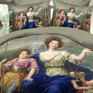 High Quality Fancy Woman and Lovey Children 4 Piece Polyester 3D Bedding Sets