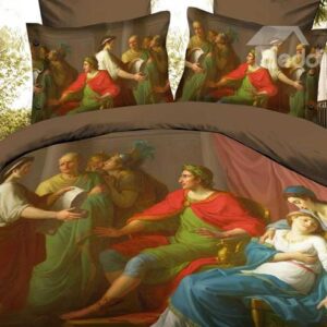 High Quality Lively Oil Painting 4 Piece Polyester 3D Bedding Sets