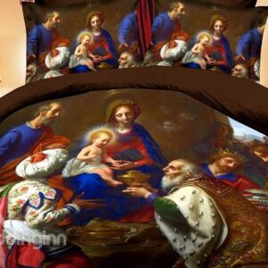 Baby Jesus with Mary Joseph and the Three Wise Men 4 Piece Polyester 3D Bedding Sets