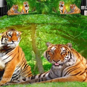 High Quality Lifelike Ferocious Tiger 4 Pieces Polyester 3D Bedding Sets