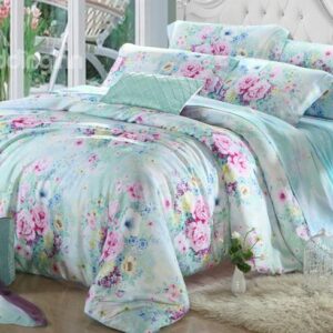 High Quality Pink Flowers 4 Pieces Tencel Bedding Sets